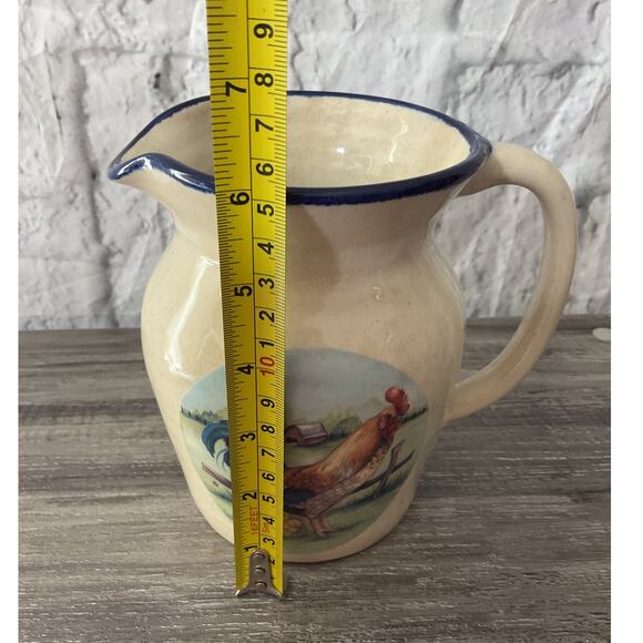 Marshall Pottery Rooster Pitcher Stoneware Farmhouse Signed - Picture 5 of 7